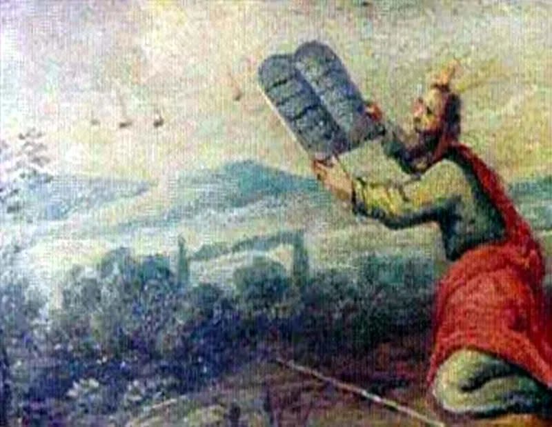 Moses Poses With 10 Commandments And UFOs
