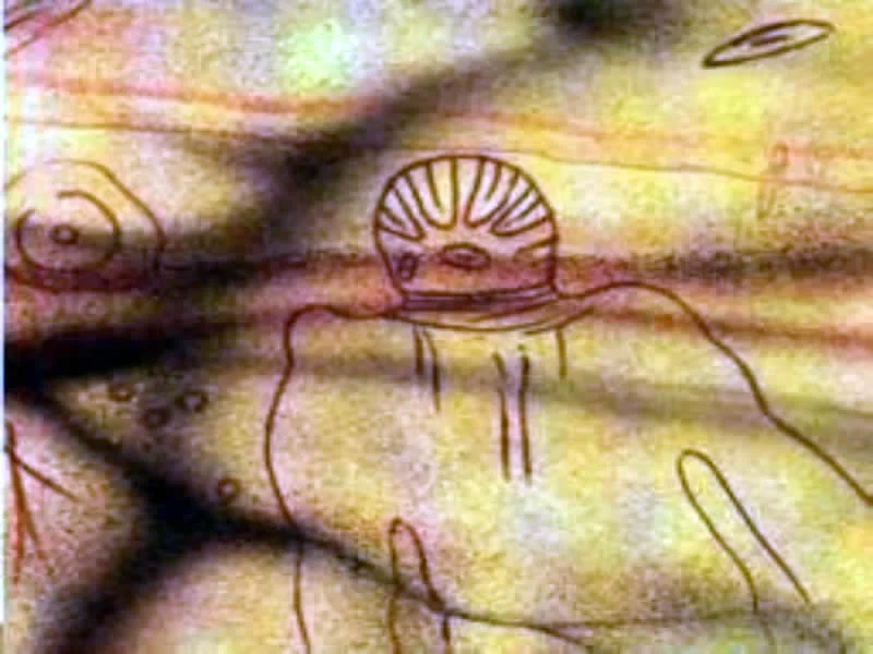 Tassili Alien Drawing In Sahara Desert